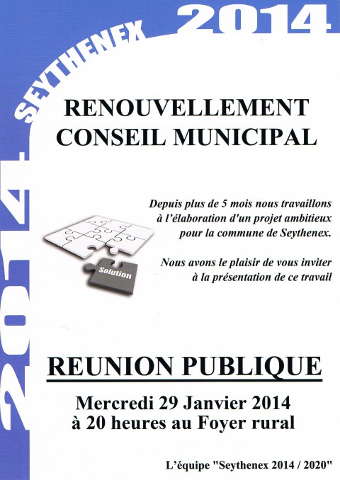 Municipales, Seythenex, Réunion publique, Elections